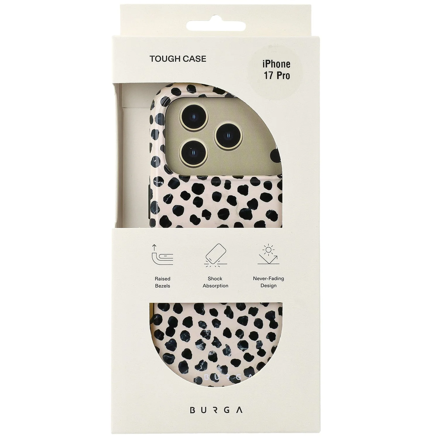 Handyhülle für iPhone 17 Pro, Burga Almond Latte Tough Magnetic, Beige mit schwarzen Punkten - Image 6