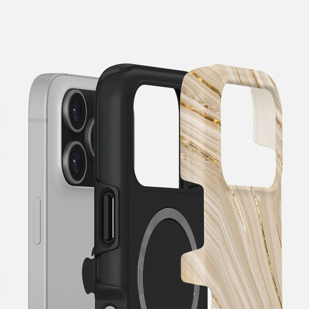 Handyhülle für iPhone 17 Pro, Burga Full Glam Tough Magnetic, Beige gemustert - Image 3