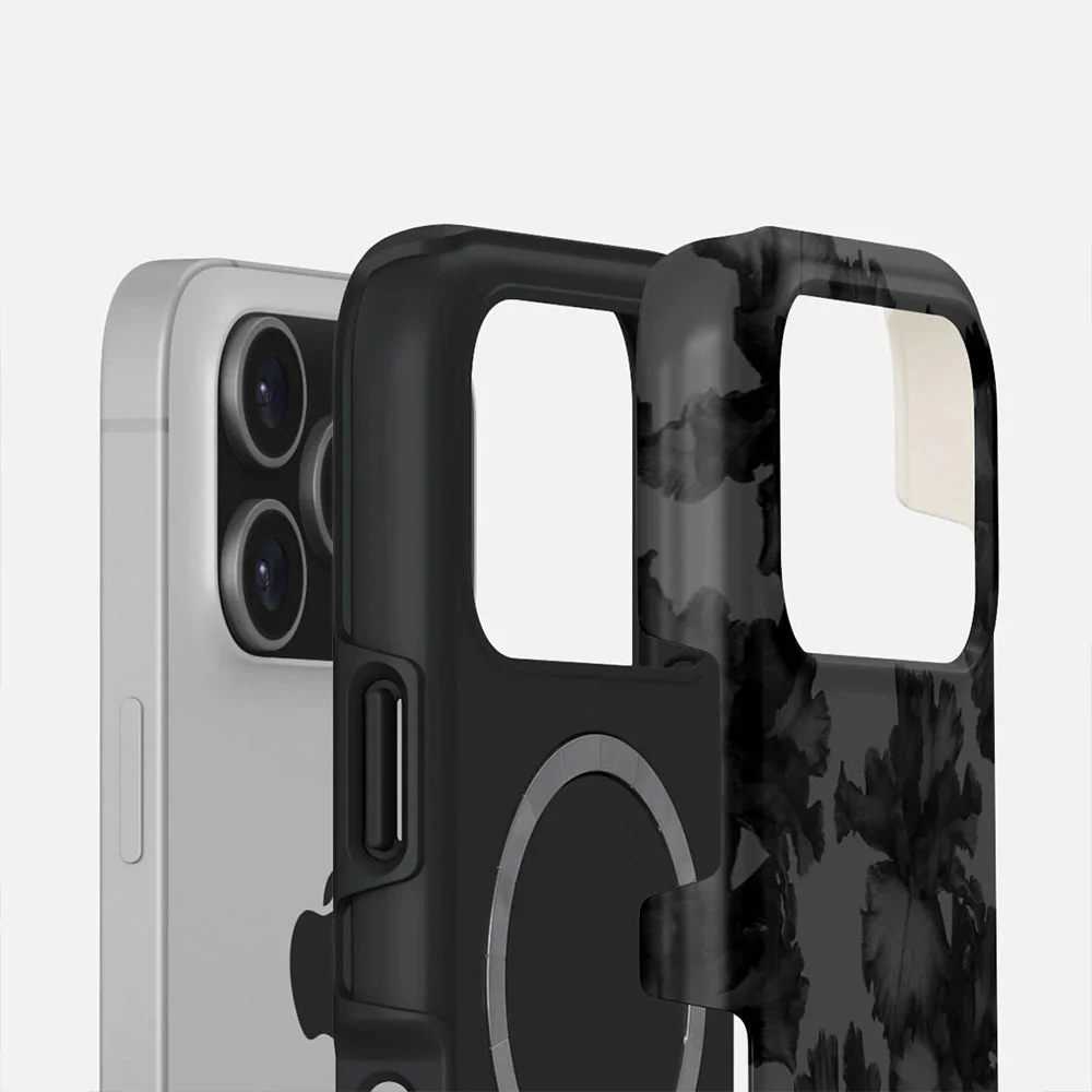 Handyhülle für iPhone 17 Pro, Burga Nucturnal Tough Magnetic, Schwarz mit floralem Muster - Image 3