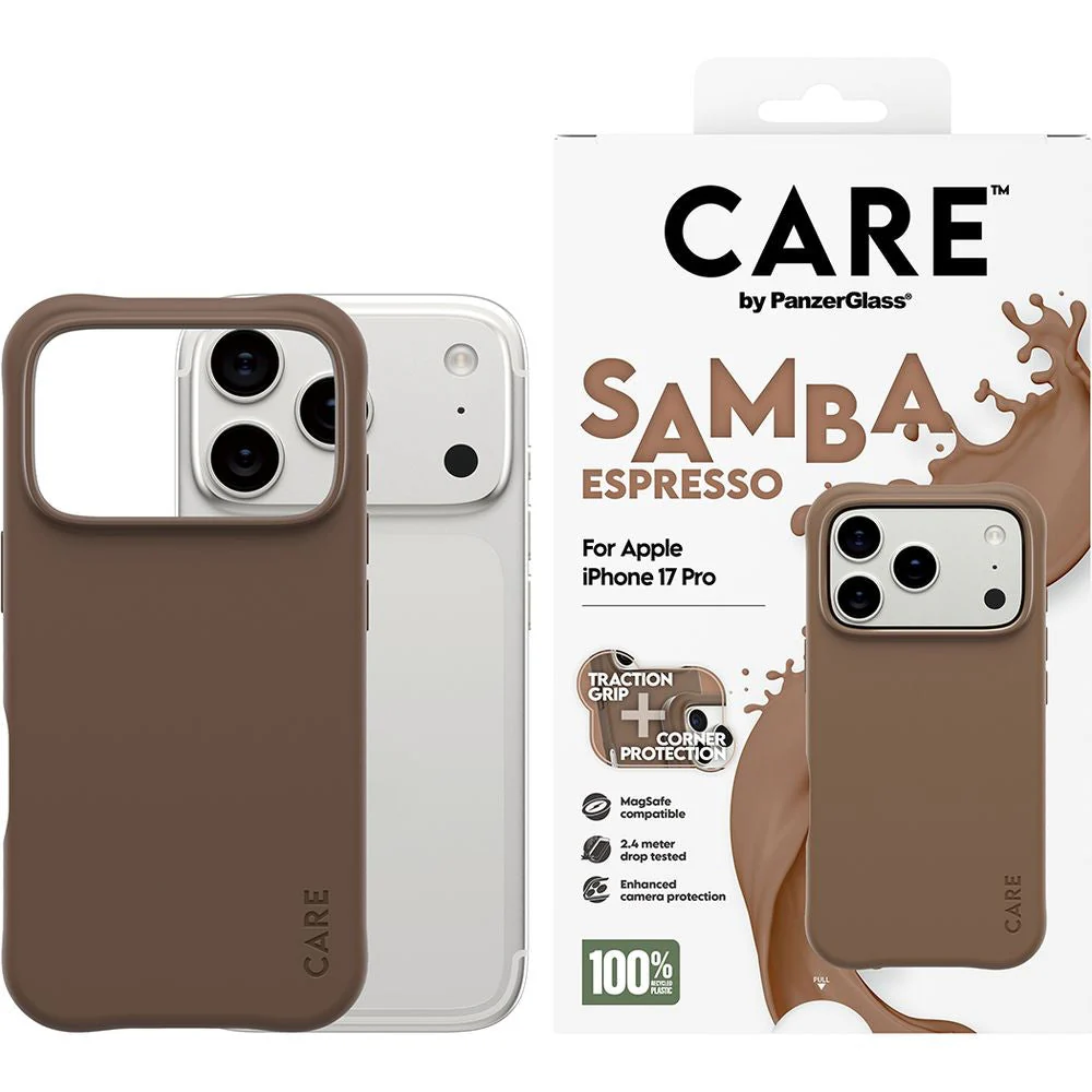 Handyhülle für iPhone 17 Pro, CARE by PanzerGlass Fashionable Samba MagSafe, Braun - Image 3