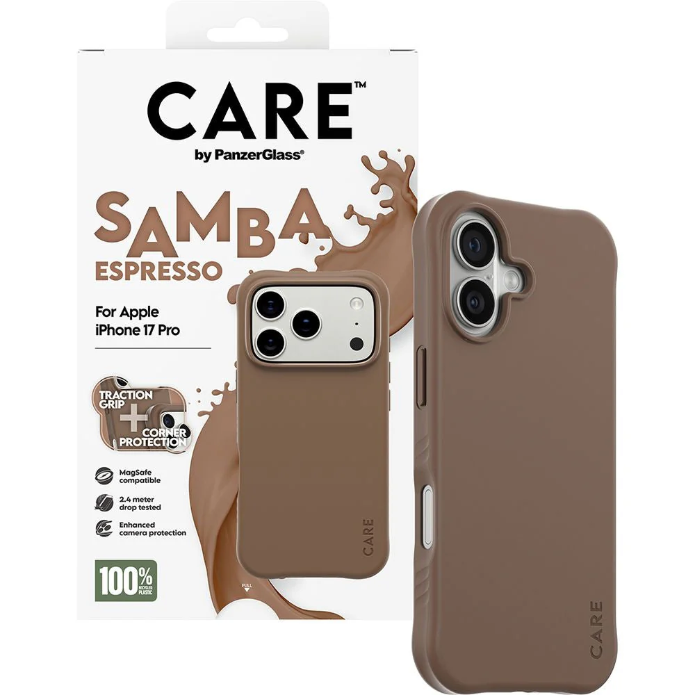 Handyhülle für iPhone 17 Pro, CARE by PanzerGlass Fashionable Samba MagSafe, Braun - Image 4