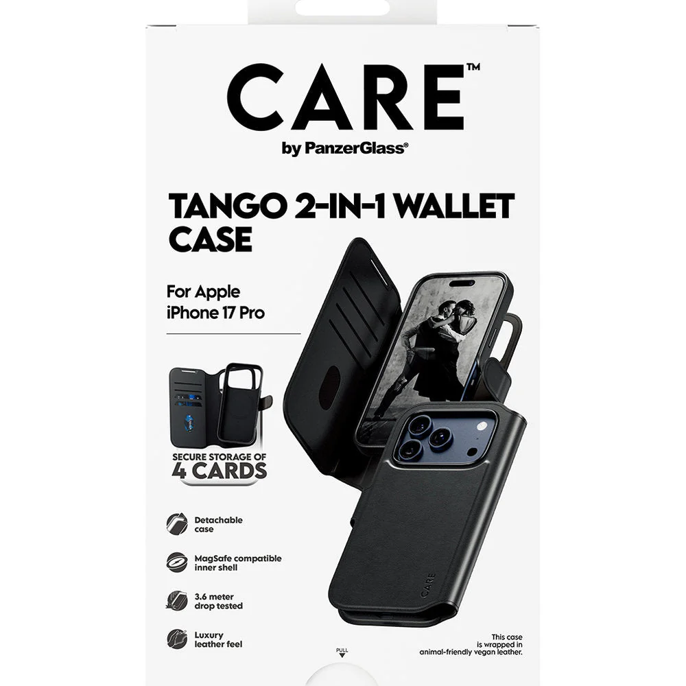 Handyhülle für iPhone 17 Pro, CARE by PanzerGlass Feature Tango 2in1 Wallet Magnetic, Schwarz - Image 2