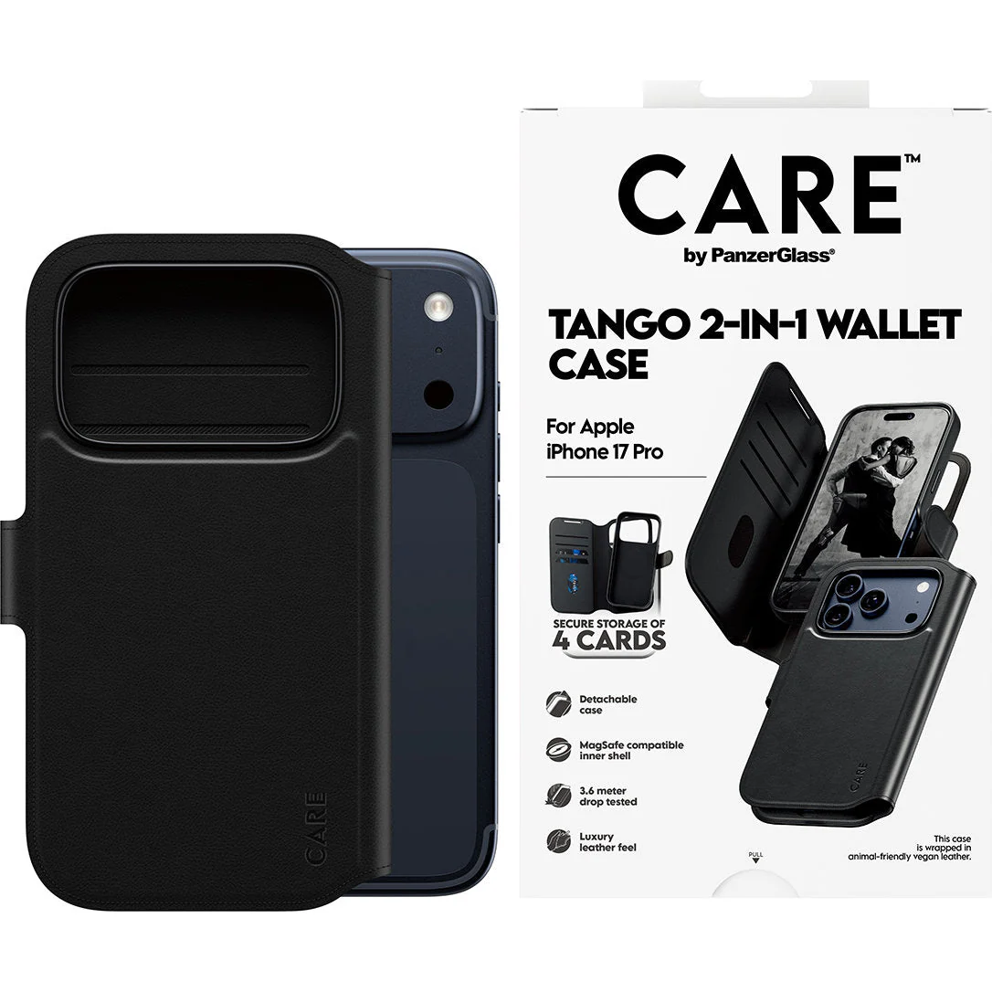 Handyhülle für iPhone 17 Pro, CARE by PanzerGlass Feature Tango 2in1 Wallet Magnetic, Schwarz - Image 3
