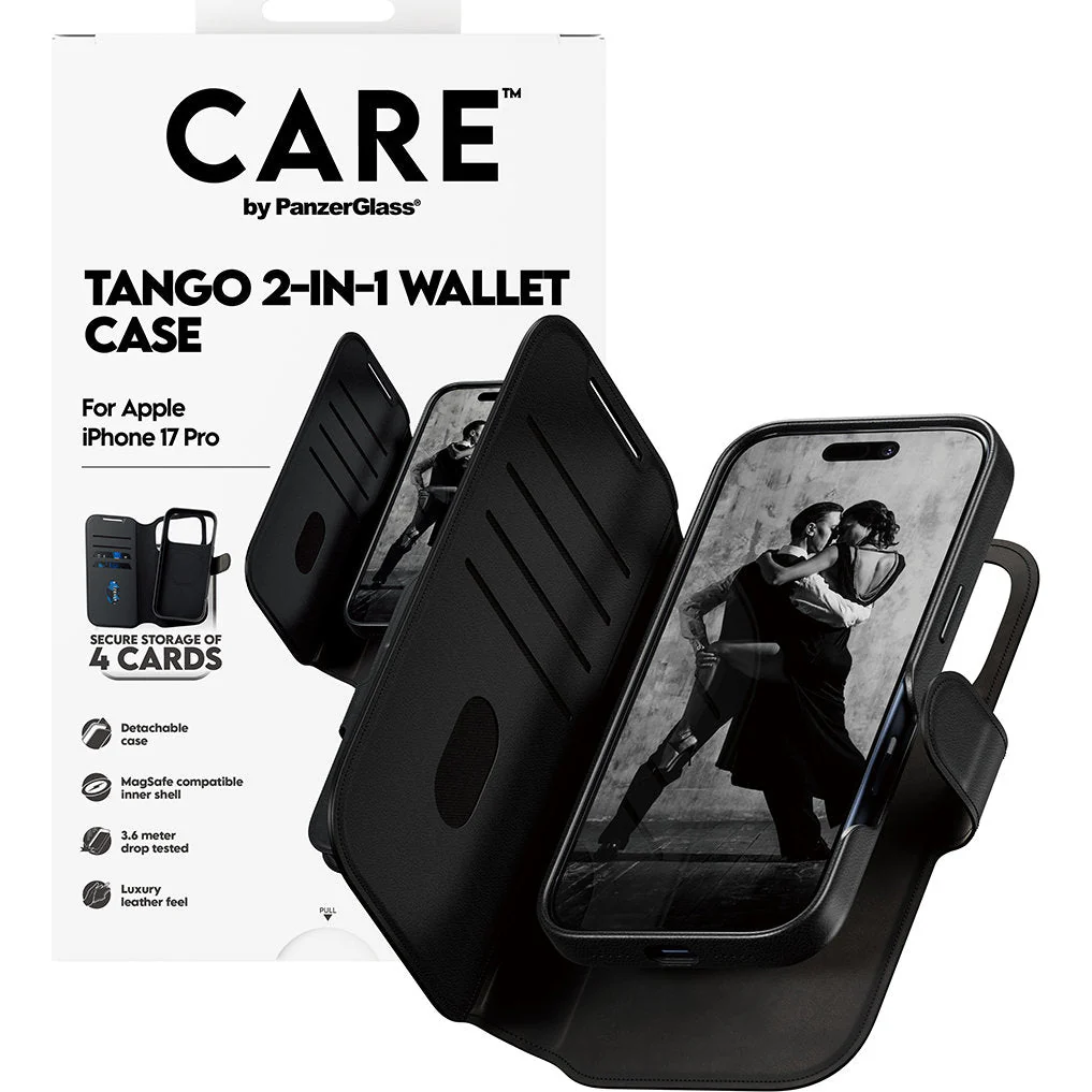 Handyhülle für iPhone 17 Pro, CARE by PanzerGlass Feature Tango 2in1 Wallet Magnetic, Schwarz - Image 5