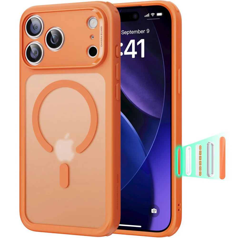 Handyhülle für iPhone 17 Pro, ESR Classic Hybrid mit MagSafe, Durchscheinend-Orange
