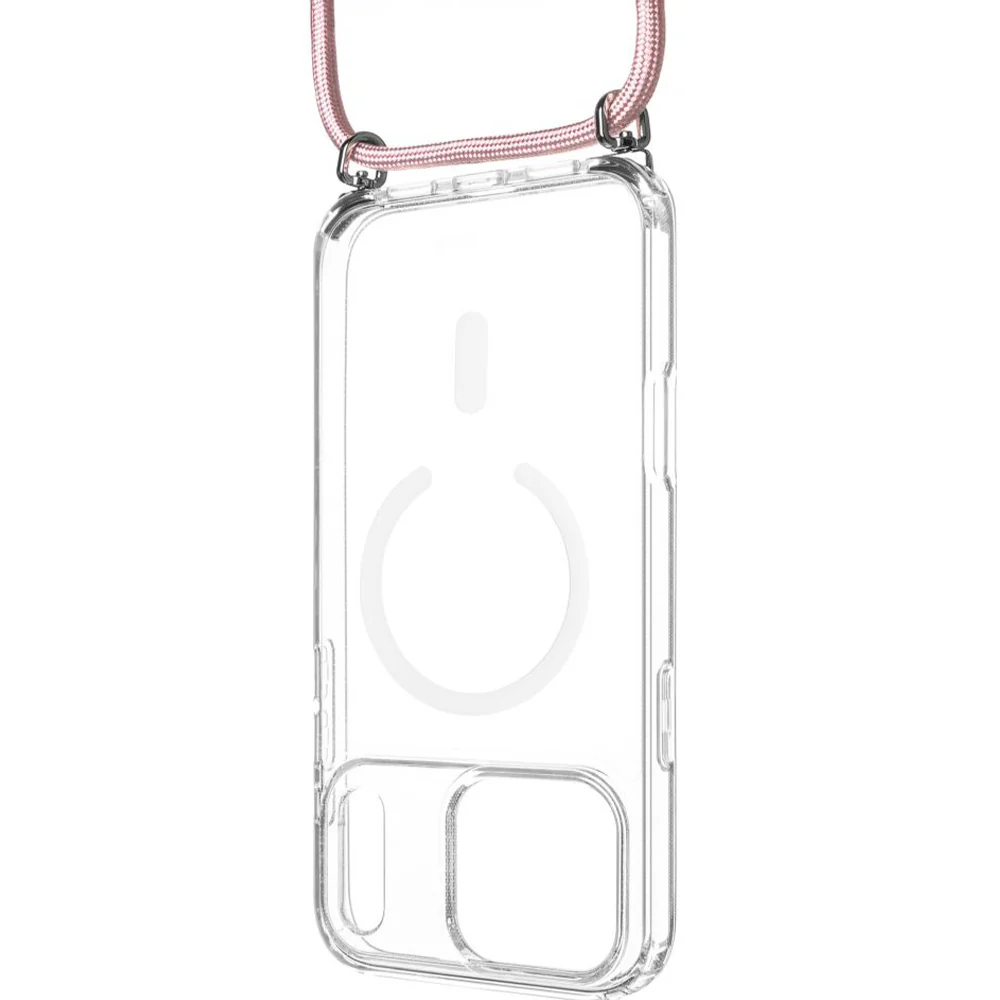 Handyhülle für iPhone 17 Pro, FIXED MagPure Neck mit MagSafe, Transparent mit Rosa Schlüsselband - Image 2