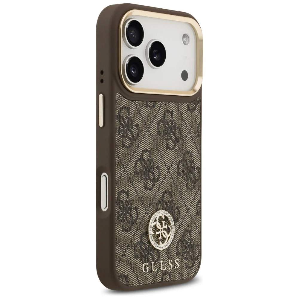Handyhülle für iPhone 17 Pro, Guess 4G Strass Logo. mit MagSafe, Braun - Image 4
