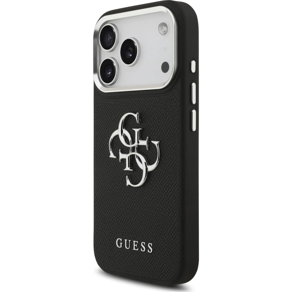 Handyhülle für iPhone 17 Pro, Guess Grained Big 4G Small Classic Logo, Schwarz - Image 2