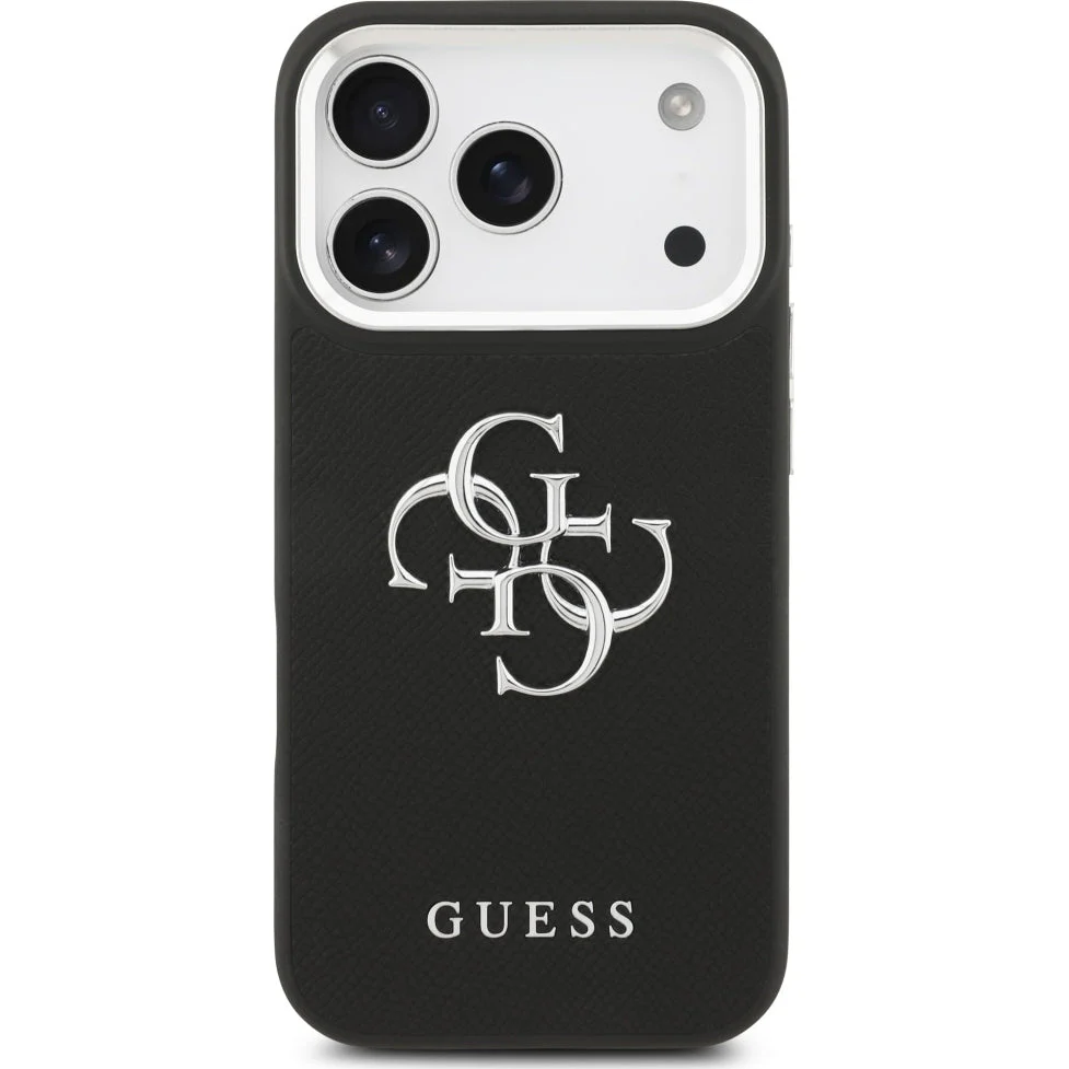 Handyhülle für iPhone 17 Pro, Guess Grained Big 4G Small Classic Logo, Schwarz - Image 3