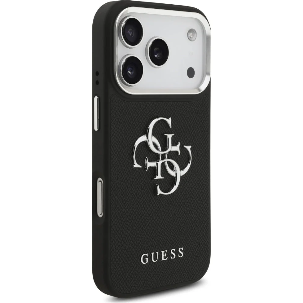 Handyhülle für iPhone 17 Pro, Guess Grained Big 4G Small Classic Logo, Schwarz - Image 4