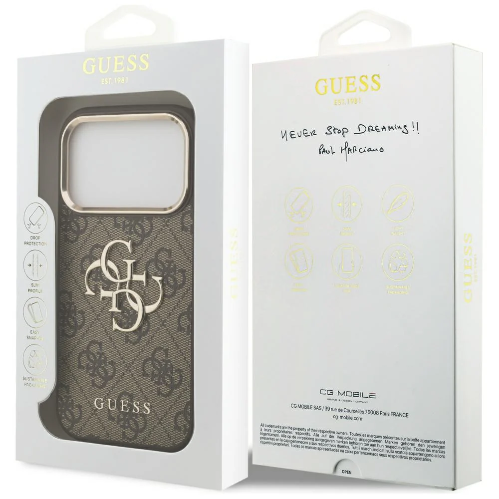 Handyhülle für iPhone 17 Pro, Guess Hardcase 4G Big 4G Classic Logo, Braun-Golden - Image 7