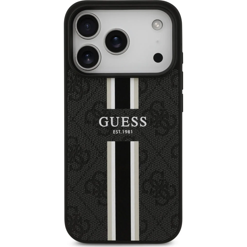 Handyhülle für iPhone 17 Pro, Guess Hardcase 4G Printed Stripes mit MagSafe, Schwarz - Image 3