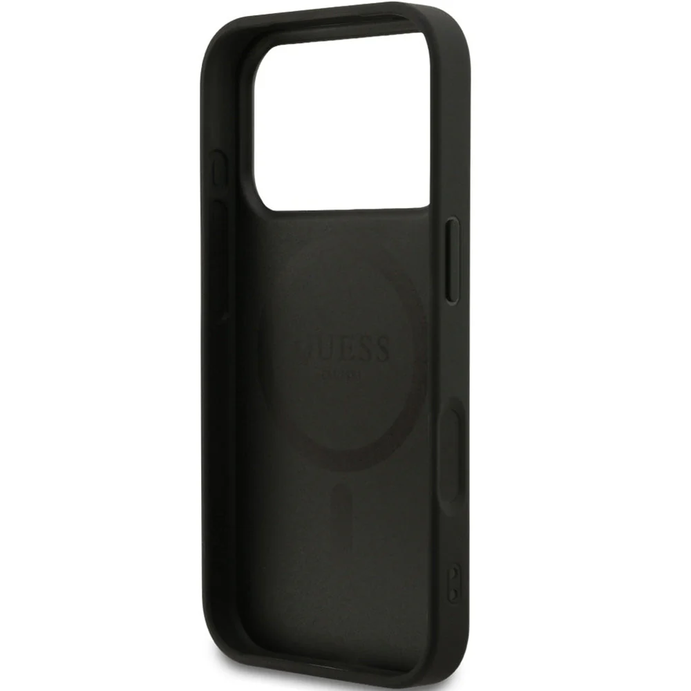 Handyhülle für iPhone 17 Pro, Guess Hardcase Grained Ring mit MagSafe, Schwarz - Image 7