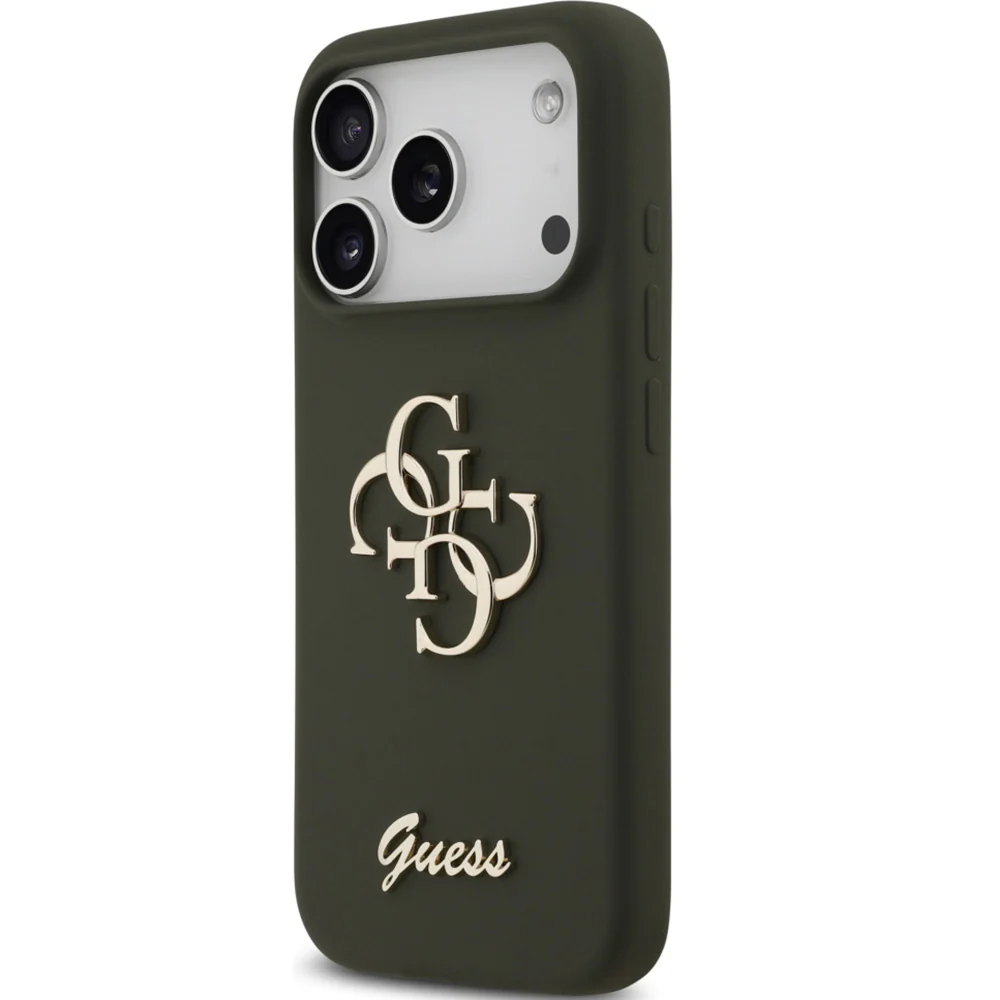 Handyhülle für iPhone 17 Pro, Guess Hardcase Silicone Big 4G Script, Dunkelgrün - Image 3