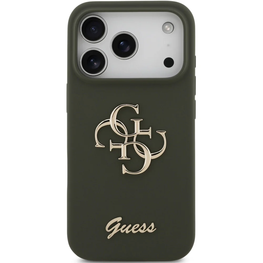Handyhülle für iPhone 17 Pro, Guess Hardcase Silicone Big 4G Script, Dunkelgrün - Image 4