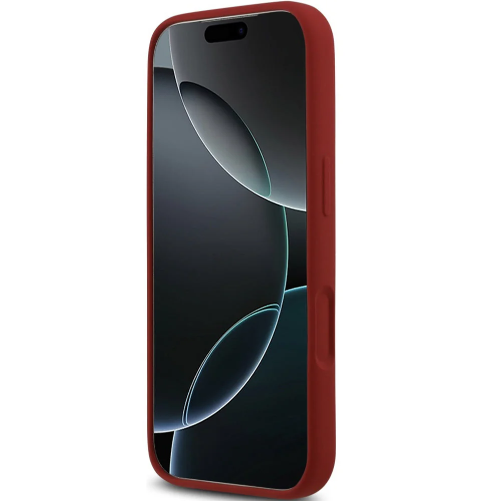 Handyhülle für iPhone 17 Pro, Guess Hardcase Silicone Script Metal Logo mit MagSafe, Rot - Image 5