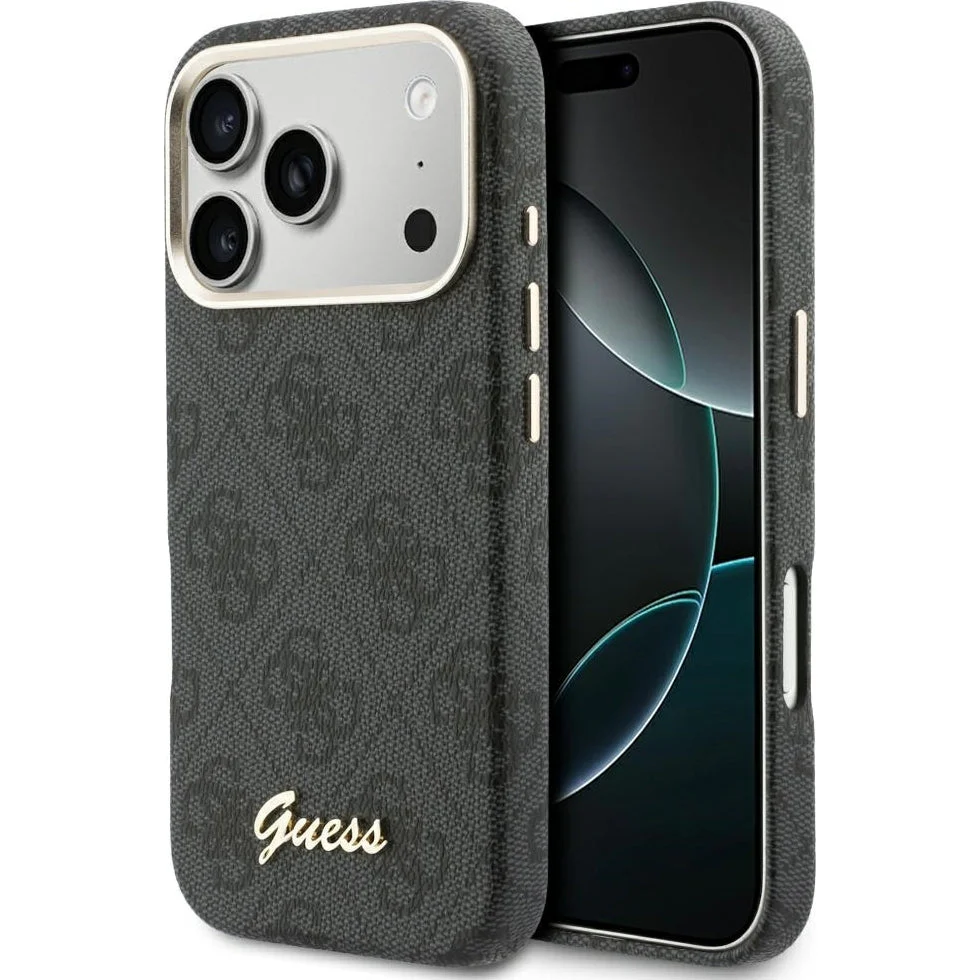 Handyhülle für iPhone 17 Pro, Guess Script 4G Logo für MagSafe , Schwarz