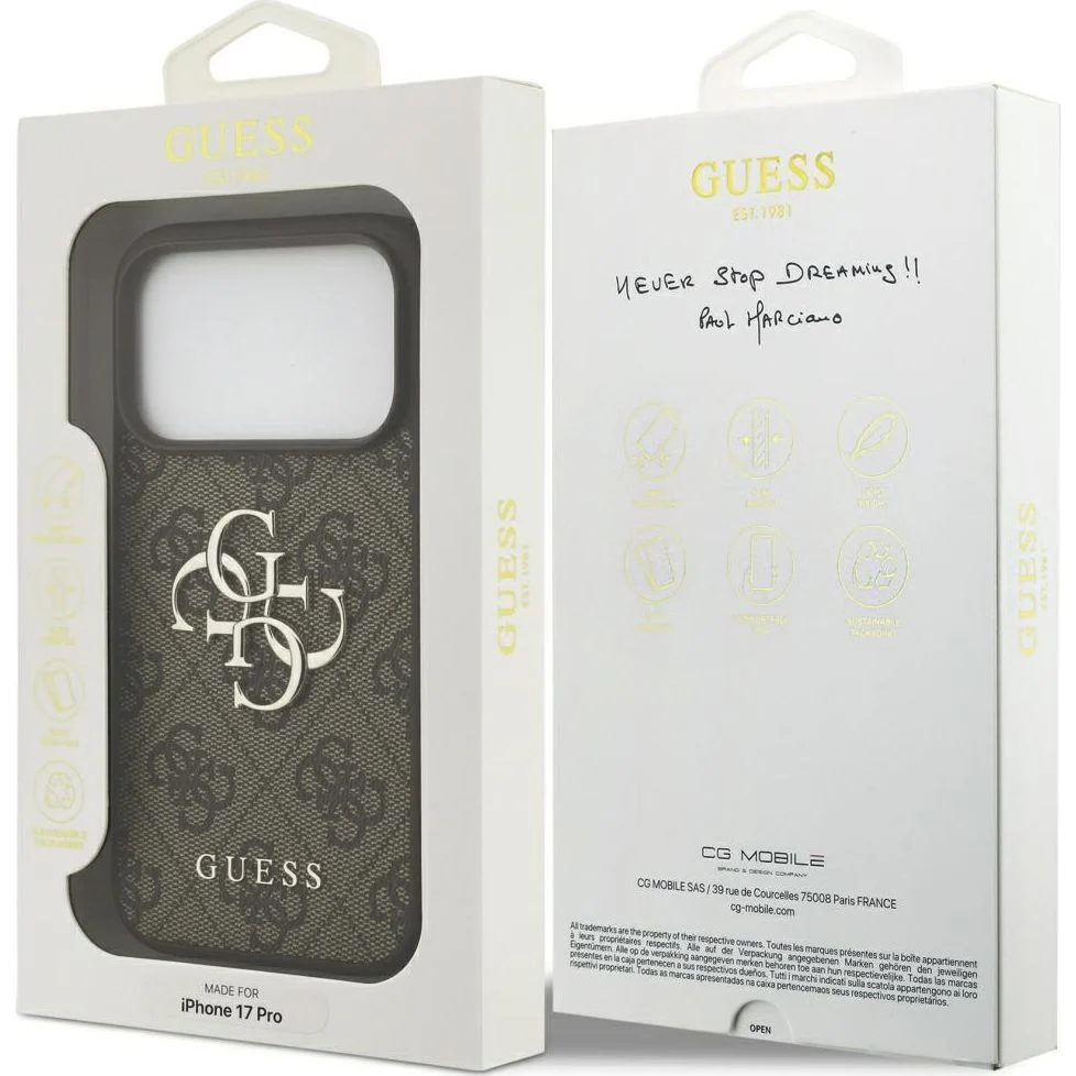Handyhülle für iPhone 17 Pro, Guess Hardcase 4G Big Metal Logo, Braun - Image 8