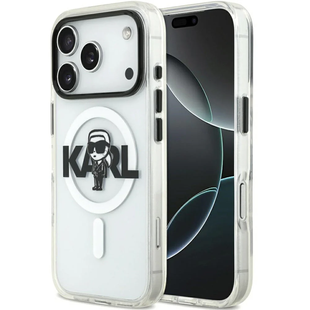 Handyhülle für iPhone 17 Pro, Karl Lagerfeld IML Karl Sketch Logo mit MagSafe, Transparent