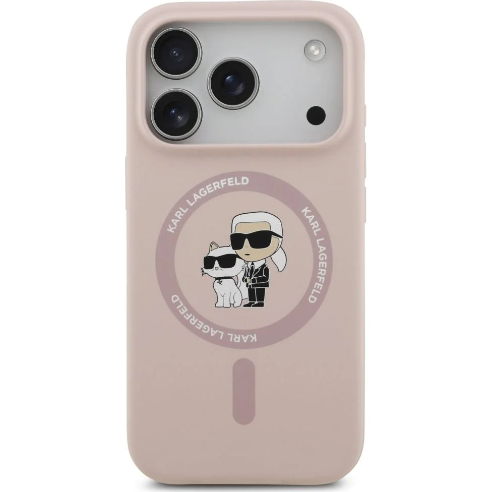 Handyhülle für iPhone 17 Pro, Karl Lagerfeld Liquid Hardcase Karl & Choupette Body Ring mit MagSafe, Rosa - Image 4