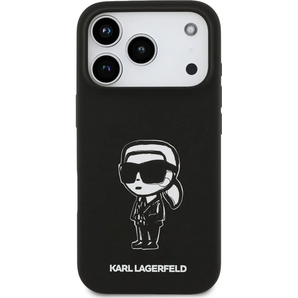 Handyhülle für iPhone 17 Pro, Karl Lagerfeld Silicone KL Sketch Logo mit MagSafe, Schwarz - Image 3