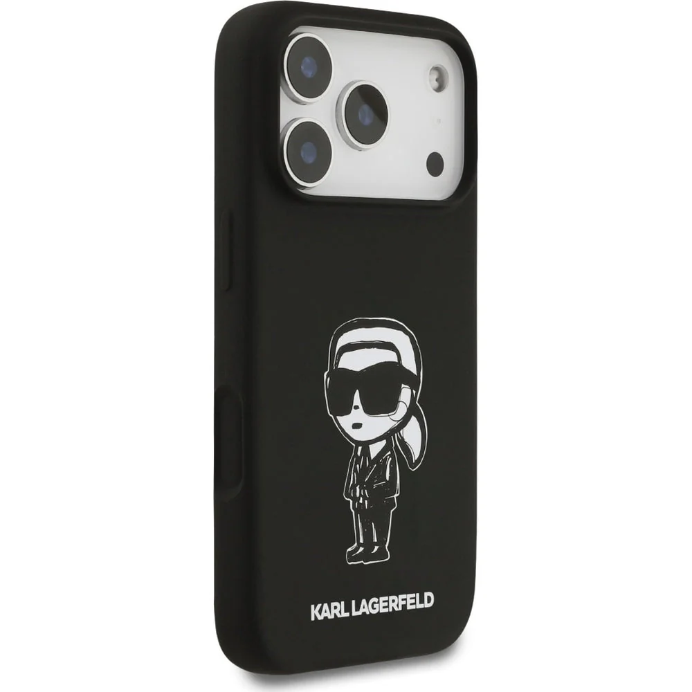 Handyhülle für iPhone 17 Pro, Karl Lagerfeld Silicone KL Sketch Logo mit MagSafe, Schwarz - Image 4