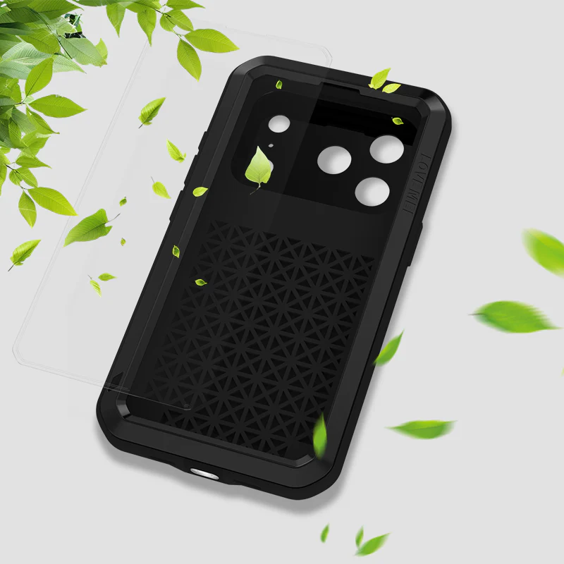 Handyhülle für iPhone 17 Pro, Love Mei Powerful mit Glas, Schwarz - Image 3