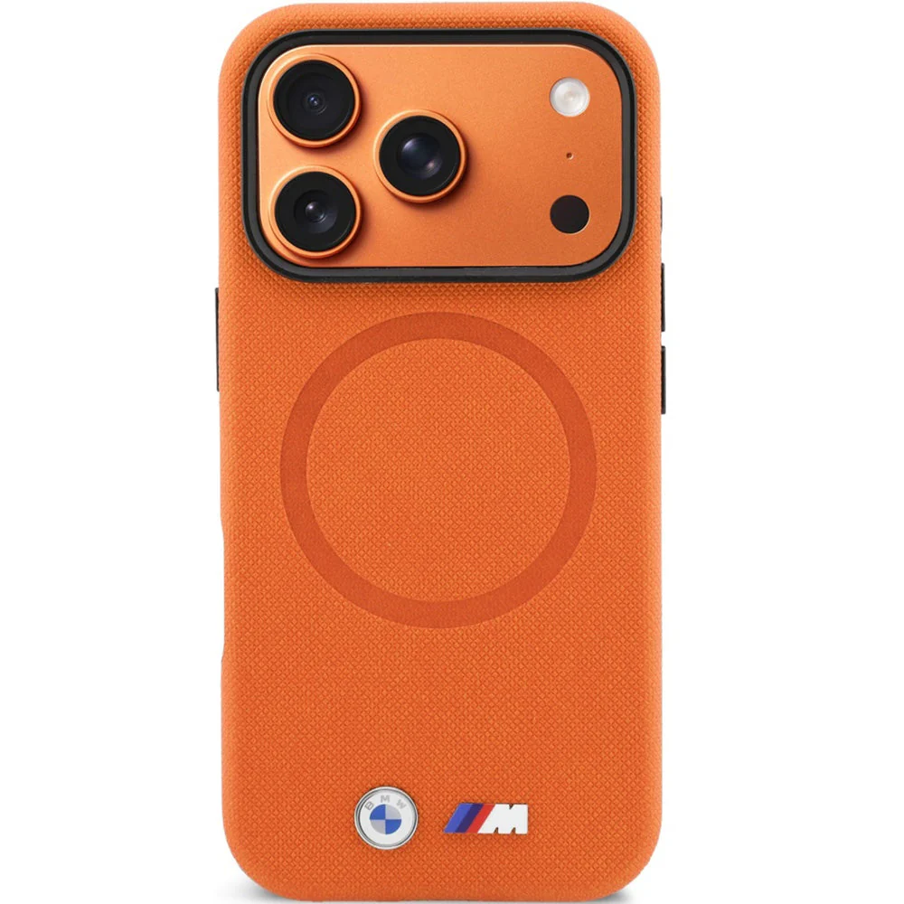 Handyhülle für iPhone 17 Pro Max, BMW HardCase M FW Metal Logo mit MagSafe, Orange - Image 4