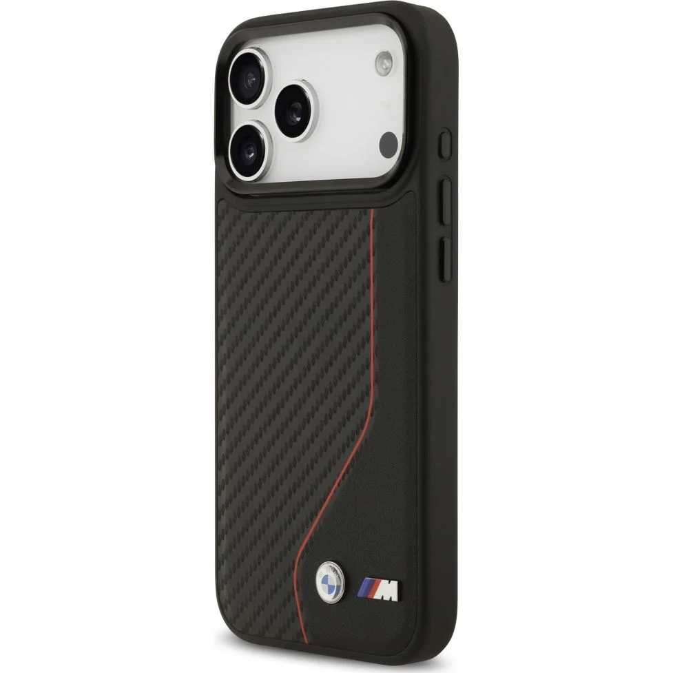 Handyhülle für iPhone 17 Pro Max, BMW M Carbon Line & Logo mit MagSafe, Schwarz mit roter Linie - Image 3