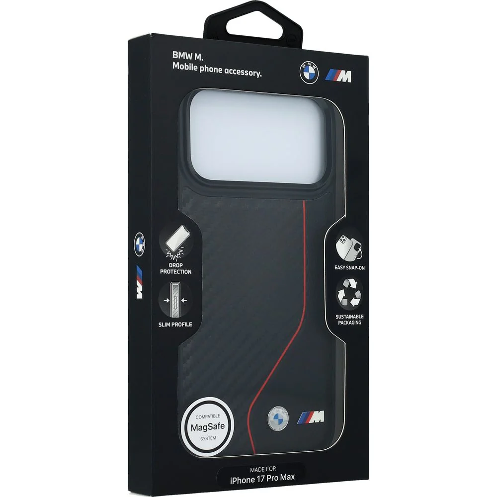 Handyhülle für iPhone 17 Pro Max, BMW M Carbon Line & Logo mit MagSafe, Schwarz mit roter Linie - Image 9