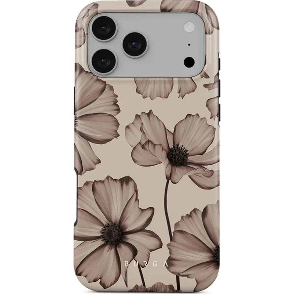 Handyhülle für iPhone 17 Pro Max, Burga Barely Yours Tough Magnetic, braun mit Blumenmuster
