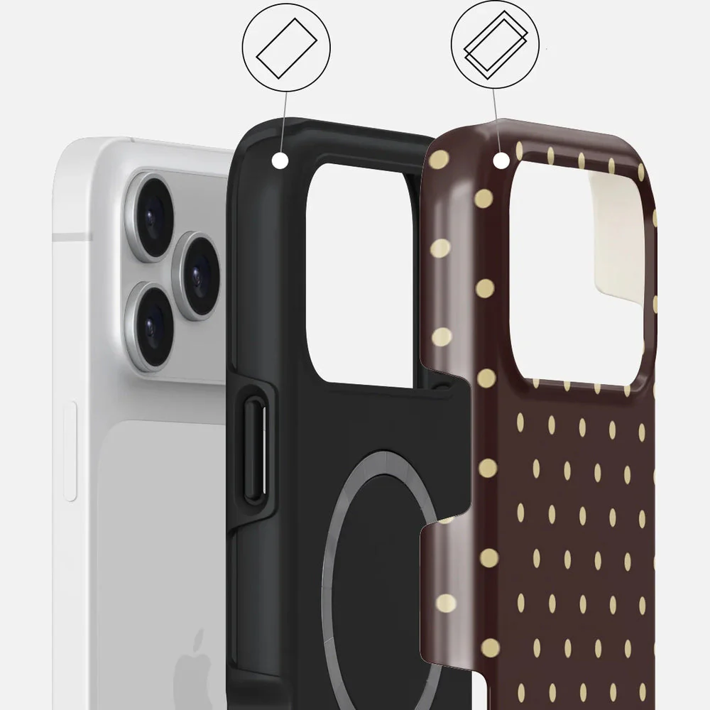 Handyhülle für iPhone 17 Pro Max, Burga Sorry Busy Tough Magnetic, Braun mit Punkten - Image 6