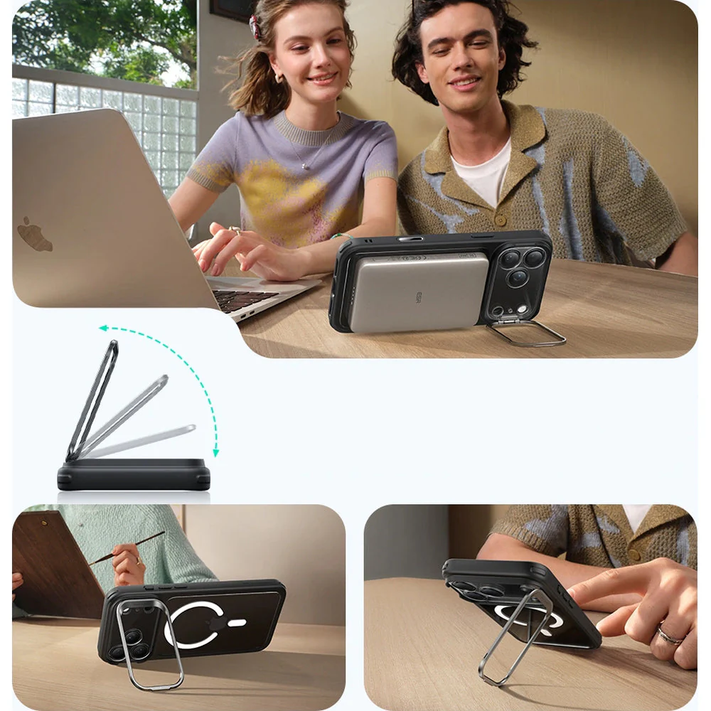 Handyhülle für iPhone 17 Pro Max, ESR Classic Hybrid Kickstand mit MagSafe, Transparent mit schwarzen Rahmen - Image 6