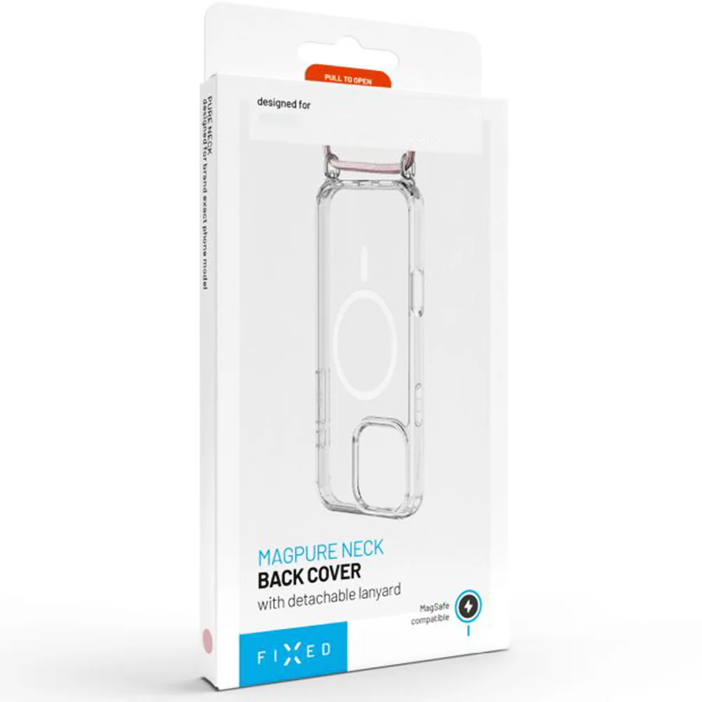 Handyhülle für iPhone 17 Pro Max, FIXED MagPure Neck mit MagSafe, Transparent mit Rosa Schlüsselband - Image 6