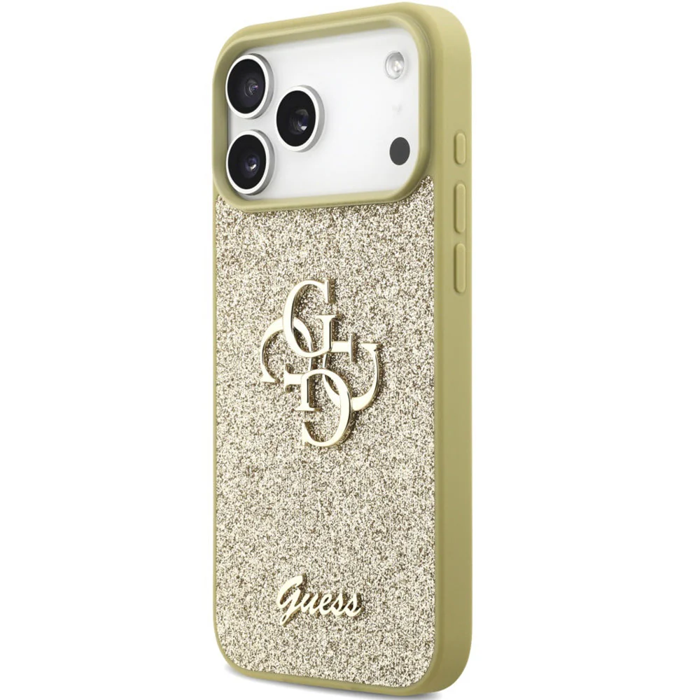 Handyhülle für iPhone 17 Pro Max, Guess Fixed Glitter Big 4G, Gold-Glitter - Image 3