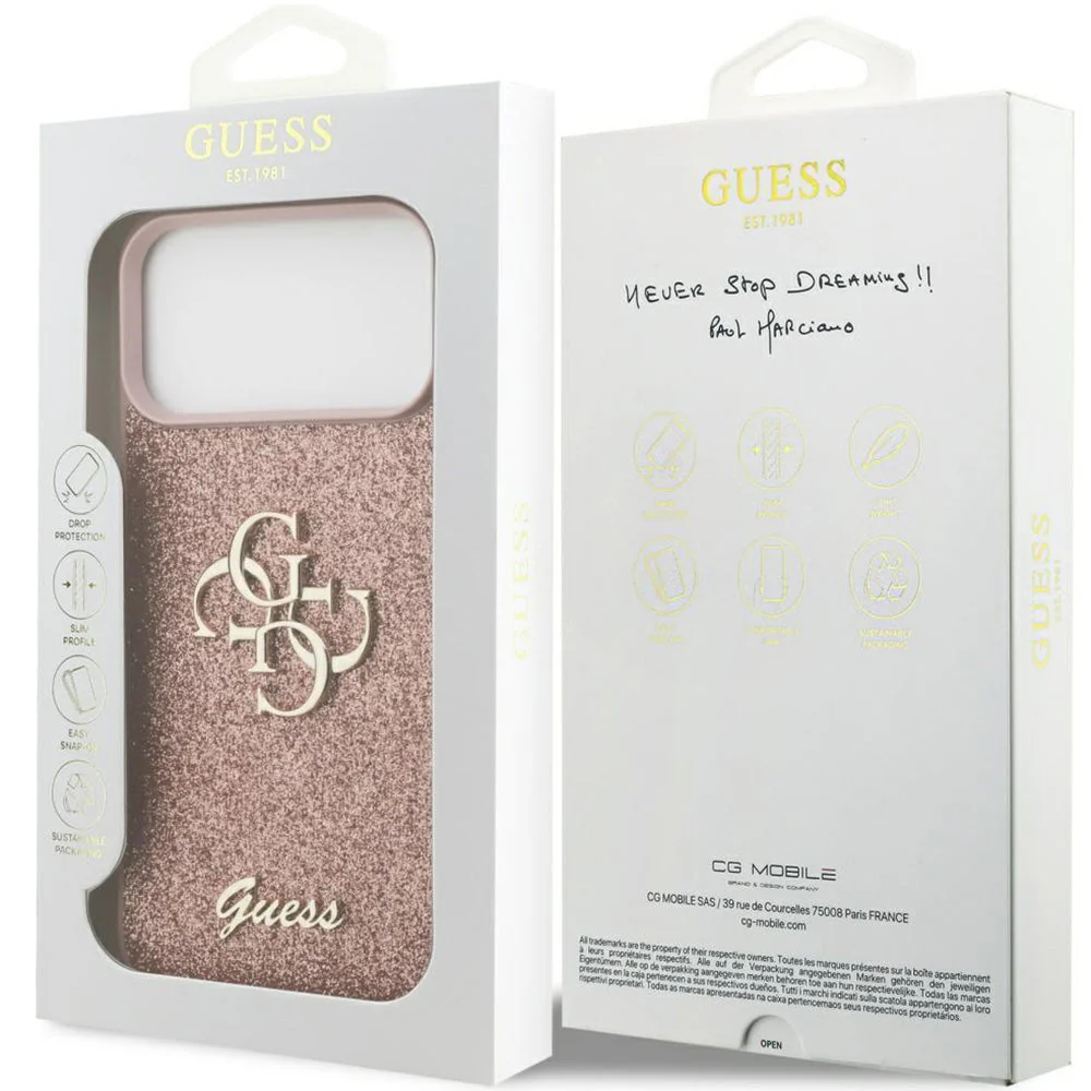 Handyhülle für iPhone 17 Pro Max, Guess Fixed Glitter Big 4G, Rosa-Glitter - Image 2