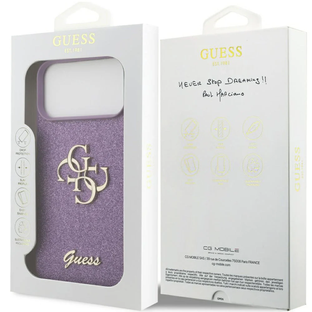 Handyhülle für iPhone 17 Pro Max, Guess Fixed Glitter Big 4G, Violett -Glitter - Image 2