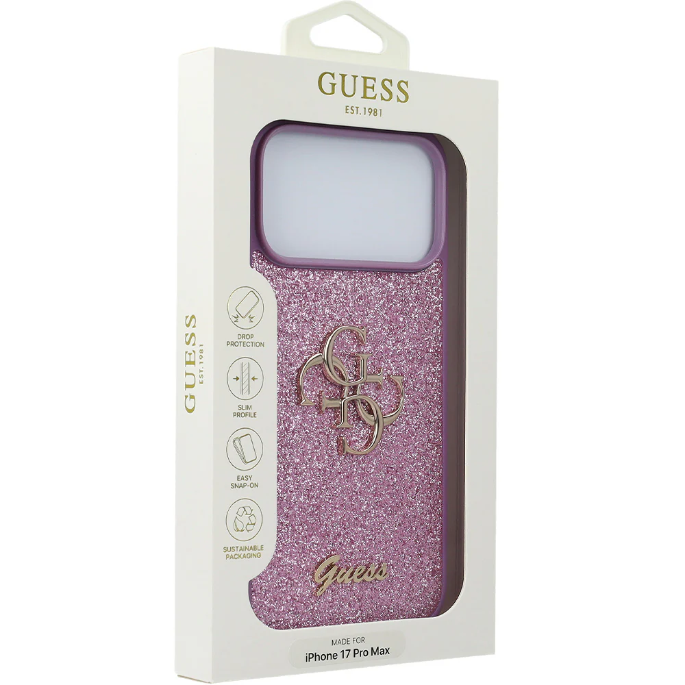 Handyhülle für iPhone 17 Pro Max, Guess Fixed Glitter Big 4G, Violett -Glitter - Image 9