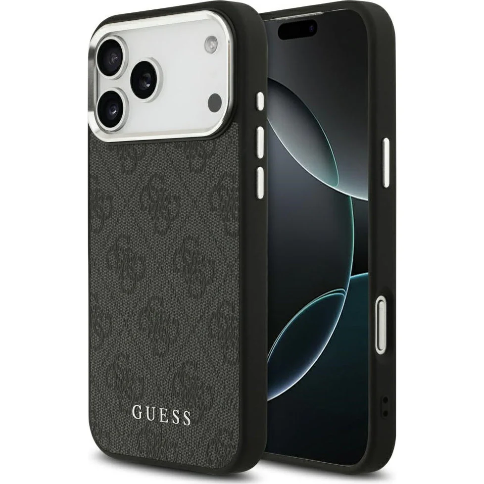 Handyhülle für iPhone 17 Pro Max, Guess Hardcase 4G Classic Logo MagSafe, Schwarz