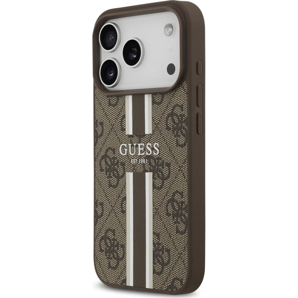Handyhülle für iPhone 17 Pro Max, Guess Hardcase 4G Printed Stripes mit MagSafe, Braun - Image 2