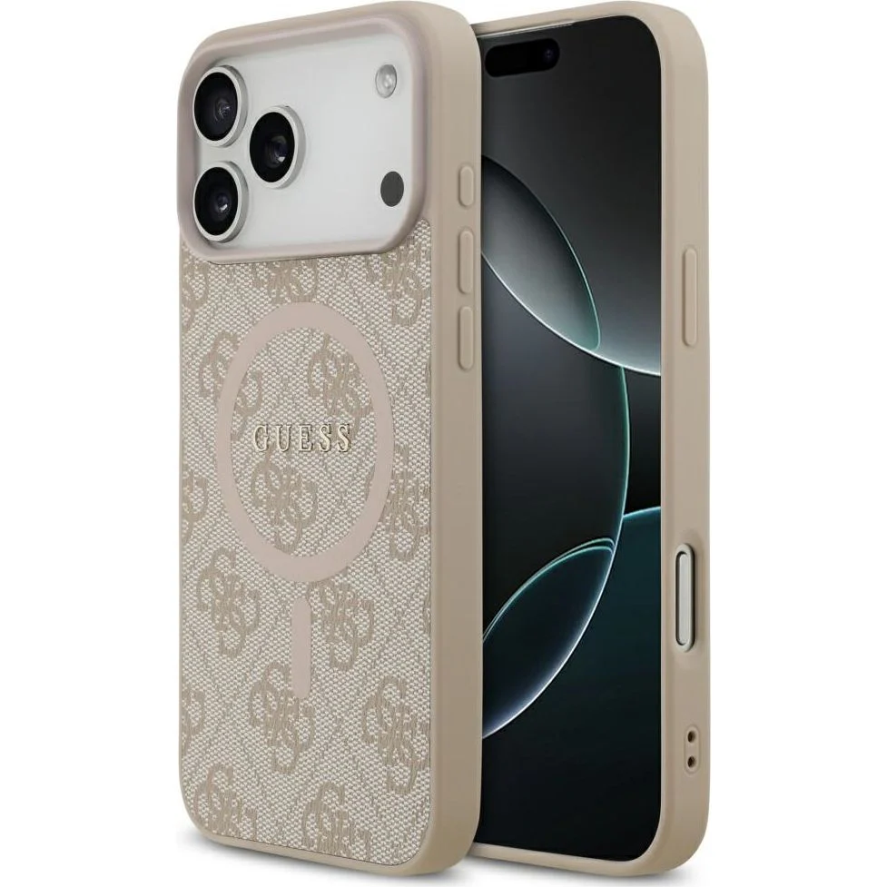 Handyhülle für iPhone 17 Pro Max, Guess Hardcase 4G Ring Classic Logo mit MagSafe, Rosa