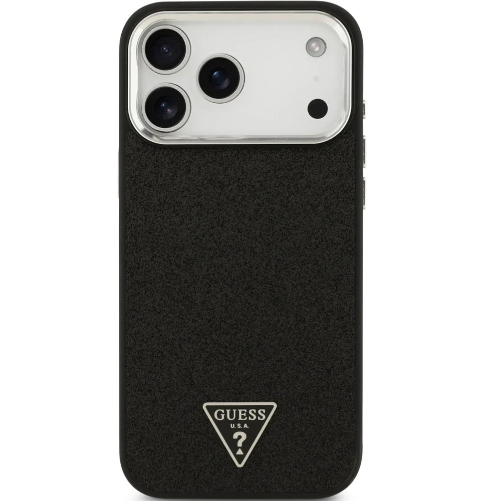 Handyhülle für iPhone 17 Pro Max, Guess Hardcase Glitter Triangle Logo mit MagSafe, Schwarz-Glitter - Image 4