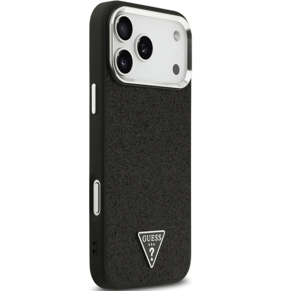 Handyhülle für iPhone 17 Pro Max, Guess Hardcase Glitter Triangle Logo mit MagSafe, Schwarz-Glitter - Image 5