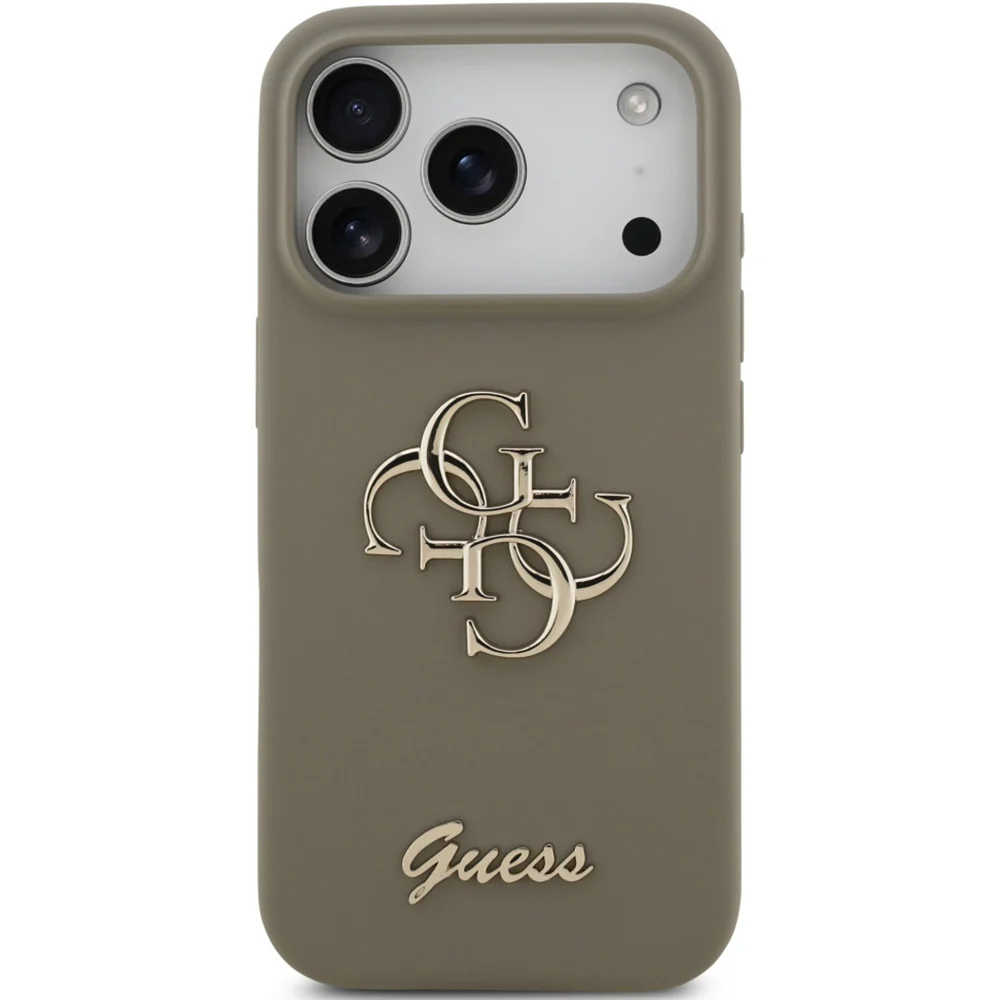 Handyhülle für iPhone 17 Pro Max, Guess Hardcase Silicone Big 4G Script, Braun - Image 4
