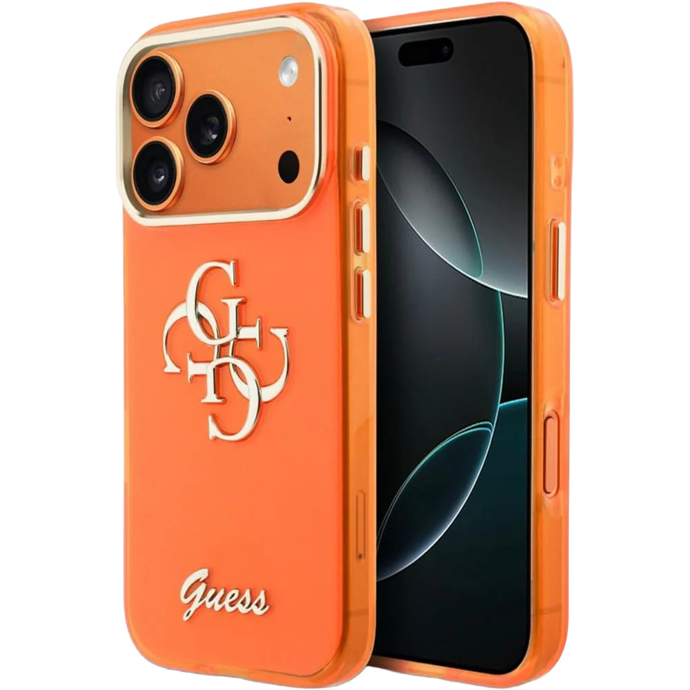 Handyhülle für iPhone 17 Pro Max, Guess IML Logo, Orange mit Big Logo