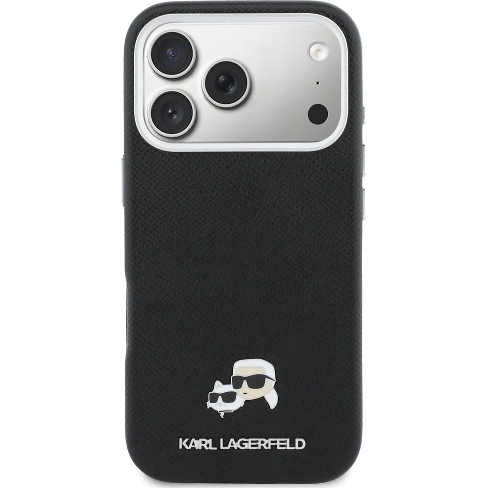Handyhülle für iPhone 17 Pro Max, Karl Lagerfeld HardCase Karl and Choupette Head Pin Saffiano, Schwarz - Image 3