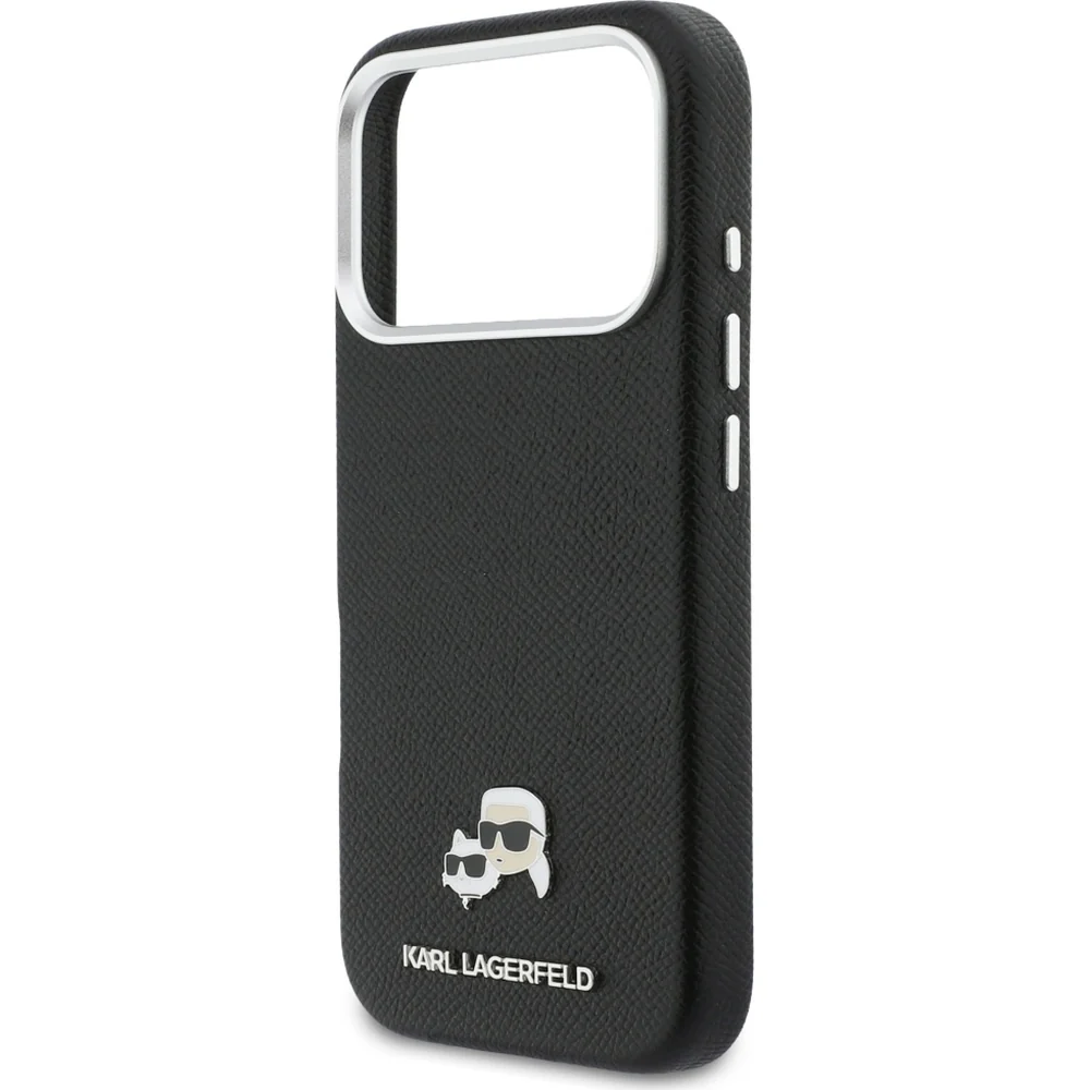 Handyhülle für iPhone 17 Pro Max, Karl Lagerfeld HardCase Karl and Choupette Head Pin Saffiano, Schwarz - Image 6