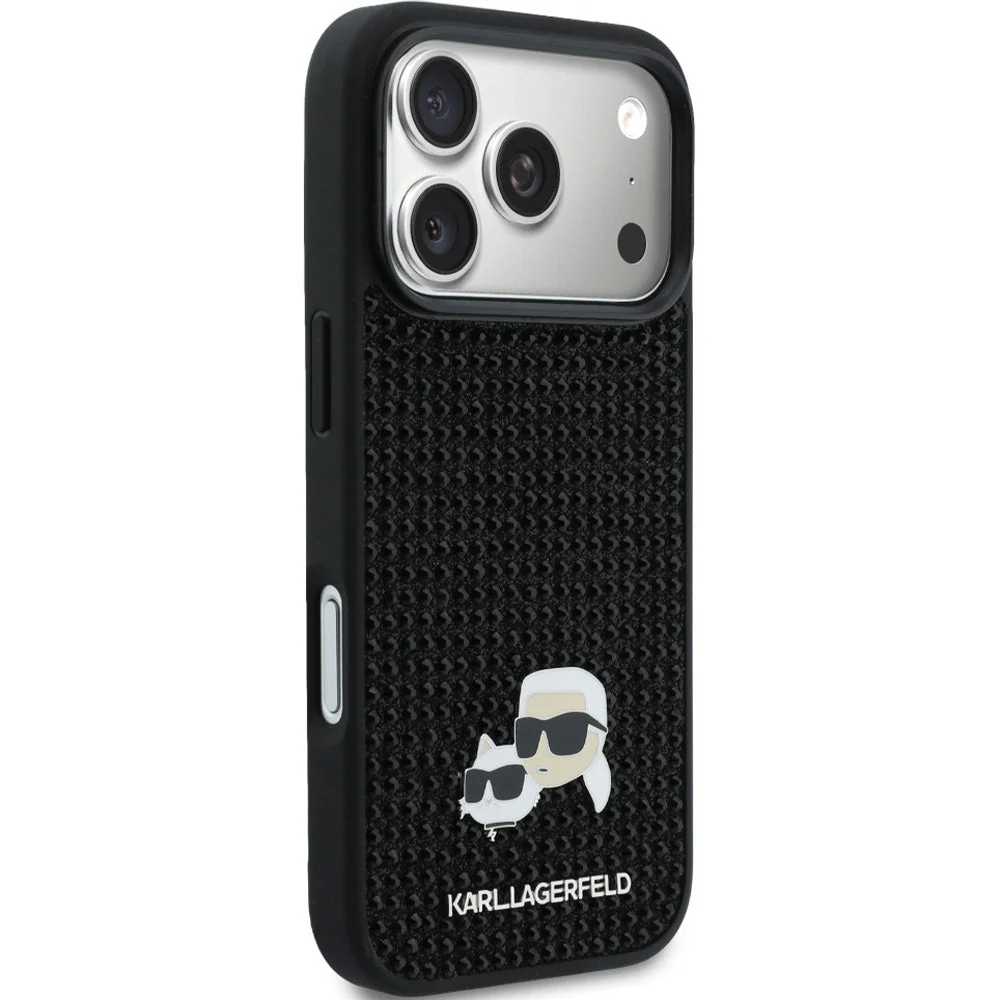 Handyhülle für iPhone 17 Pro Max, Karl Lagerfeld HardCase Rhinestone Karl and Choupette Pin, Schwarz - Image 5