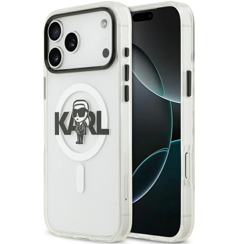 Handyhülle für iPhone 17 Pro Max, Karl Lagerfeld IML Karl Sketch Logo mit MagSafe, Transparent