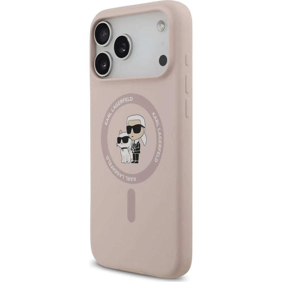 Handyhülle für iPhone 17 Pro Max, Karl Lagerfeld Liquid Hardcase Karl & Choupette Body Ring mit MagSafe, Rosa - Image 3